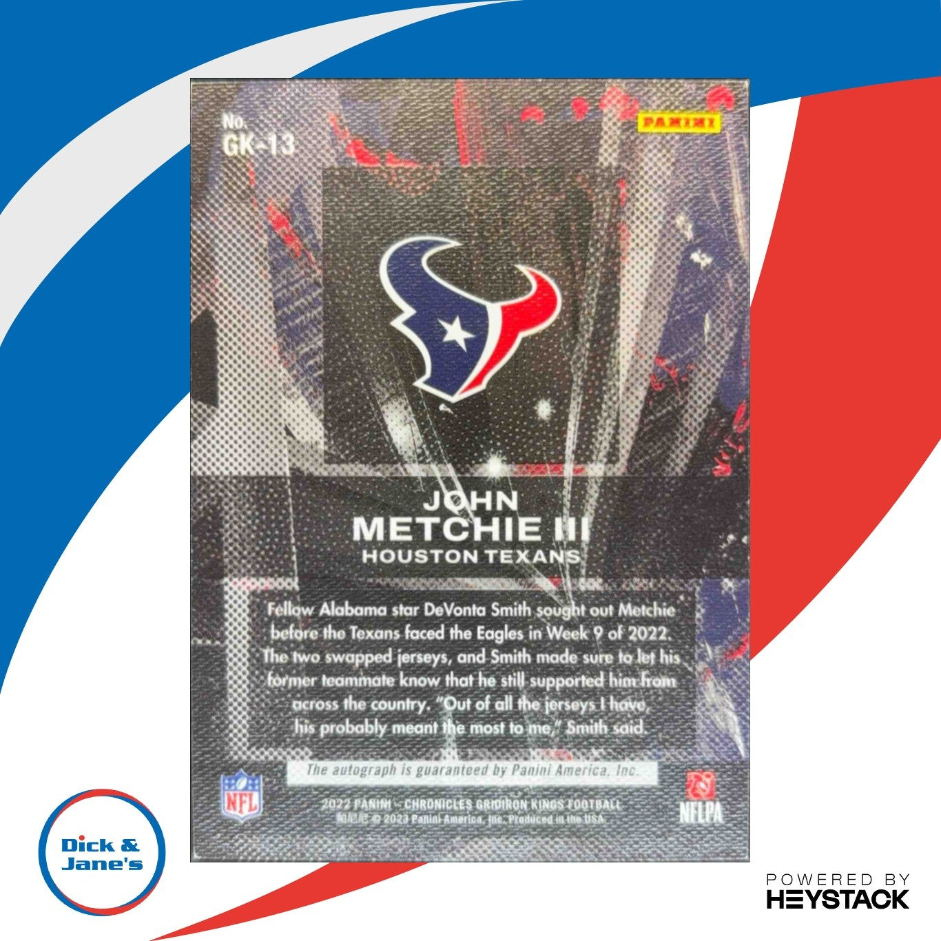 2022 Panini Chronicles John Metchie III Gridiron Kings Signatures Gold /10 RC