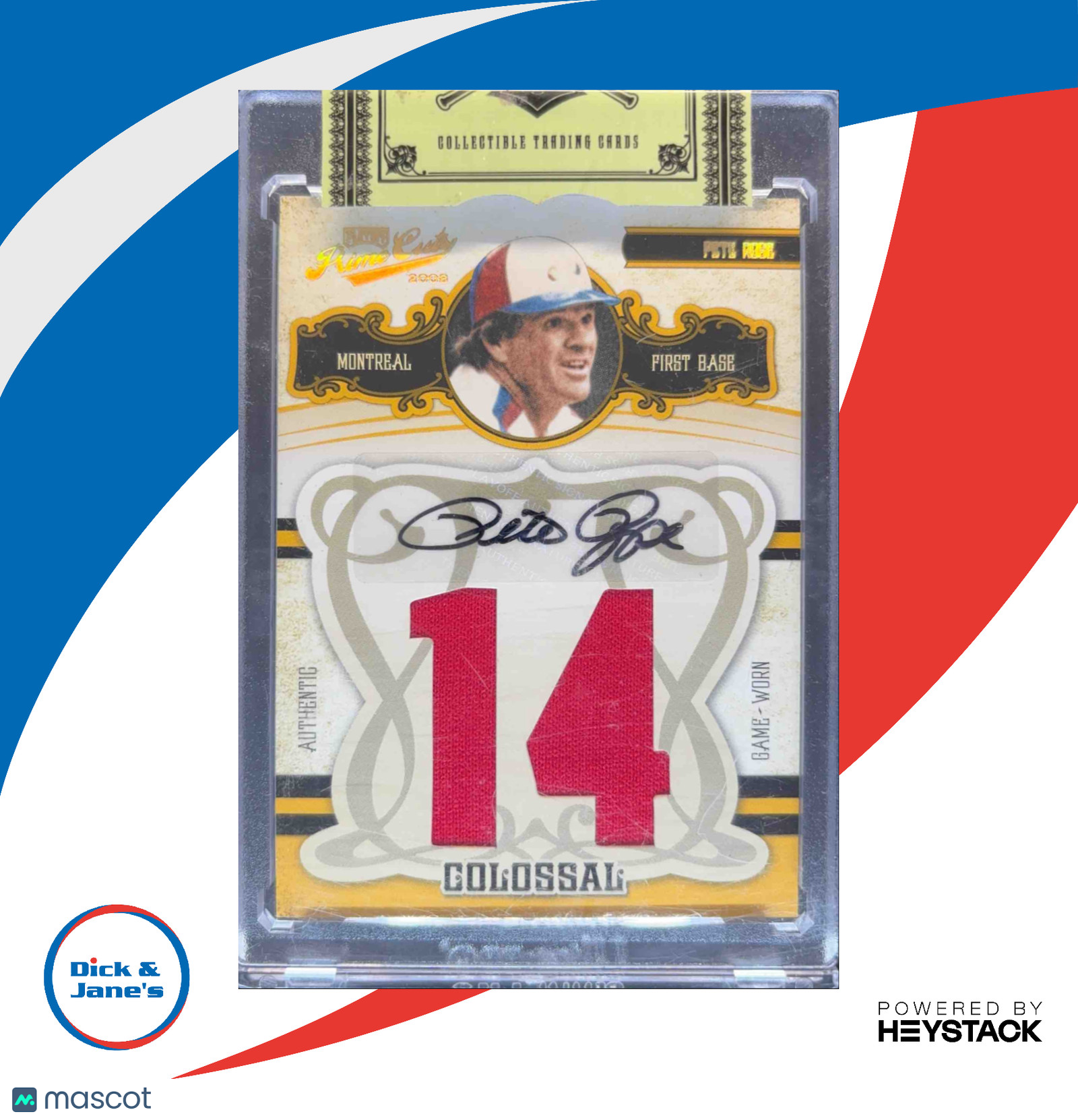 2008 Playoff Prime Cuts Pete Rose Signature Colossal Jersey Number /14 JSY Auto