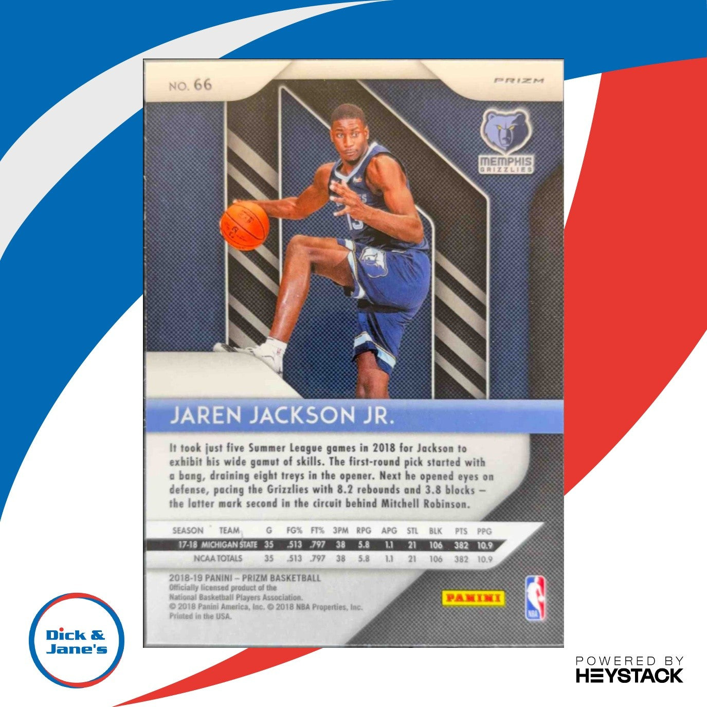 2018-19 Panini Prizm Jaren Jackson Jr. Prizms Purple Wave RC Memphis Grizzlies