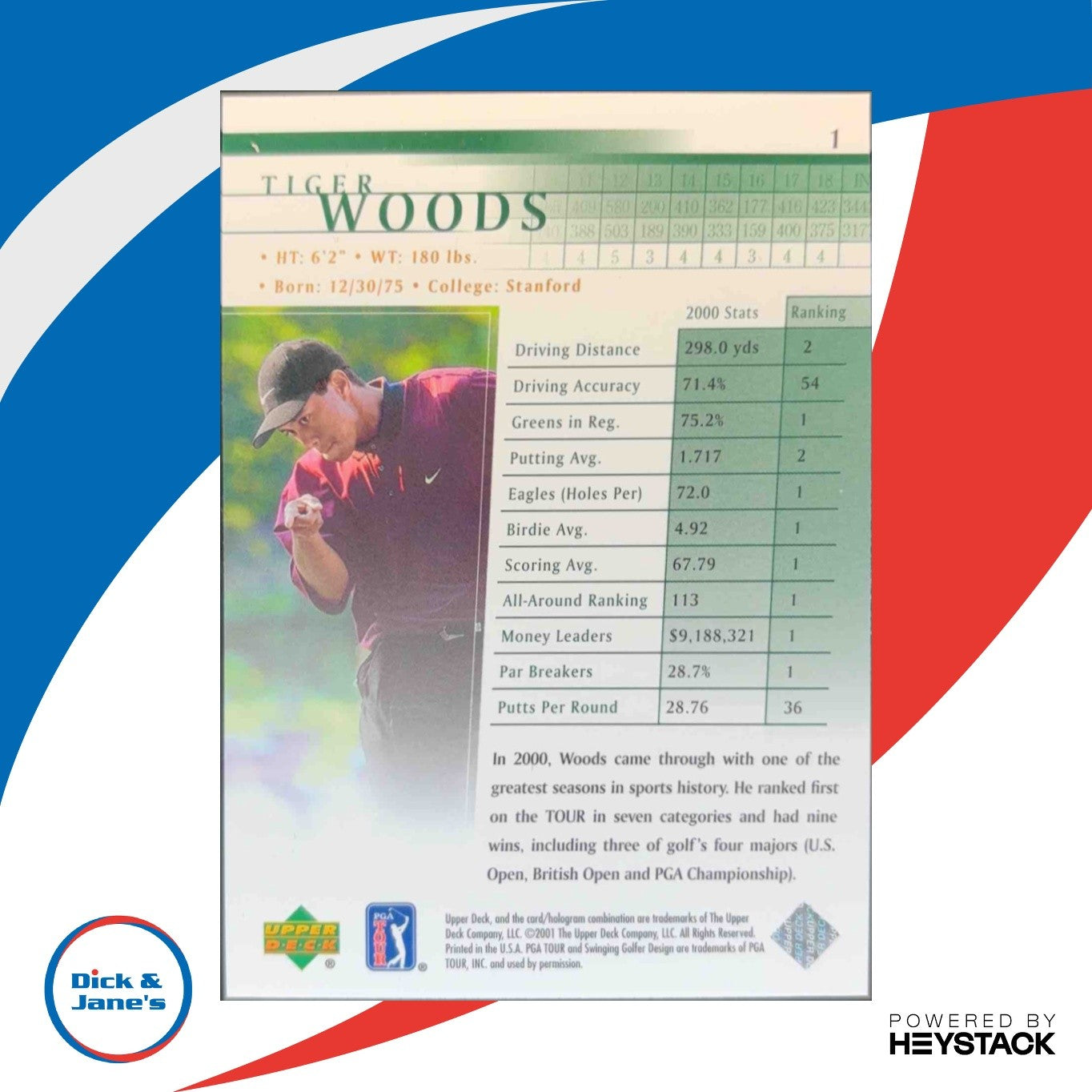 2001 Upper Deck #1 Tiger Wood Golf Legend Rookie Card!