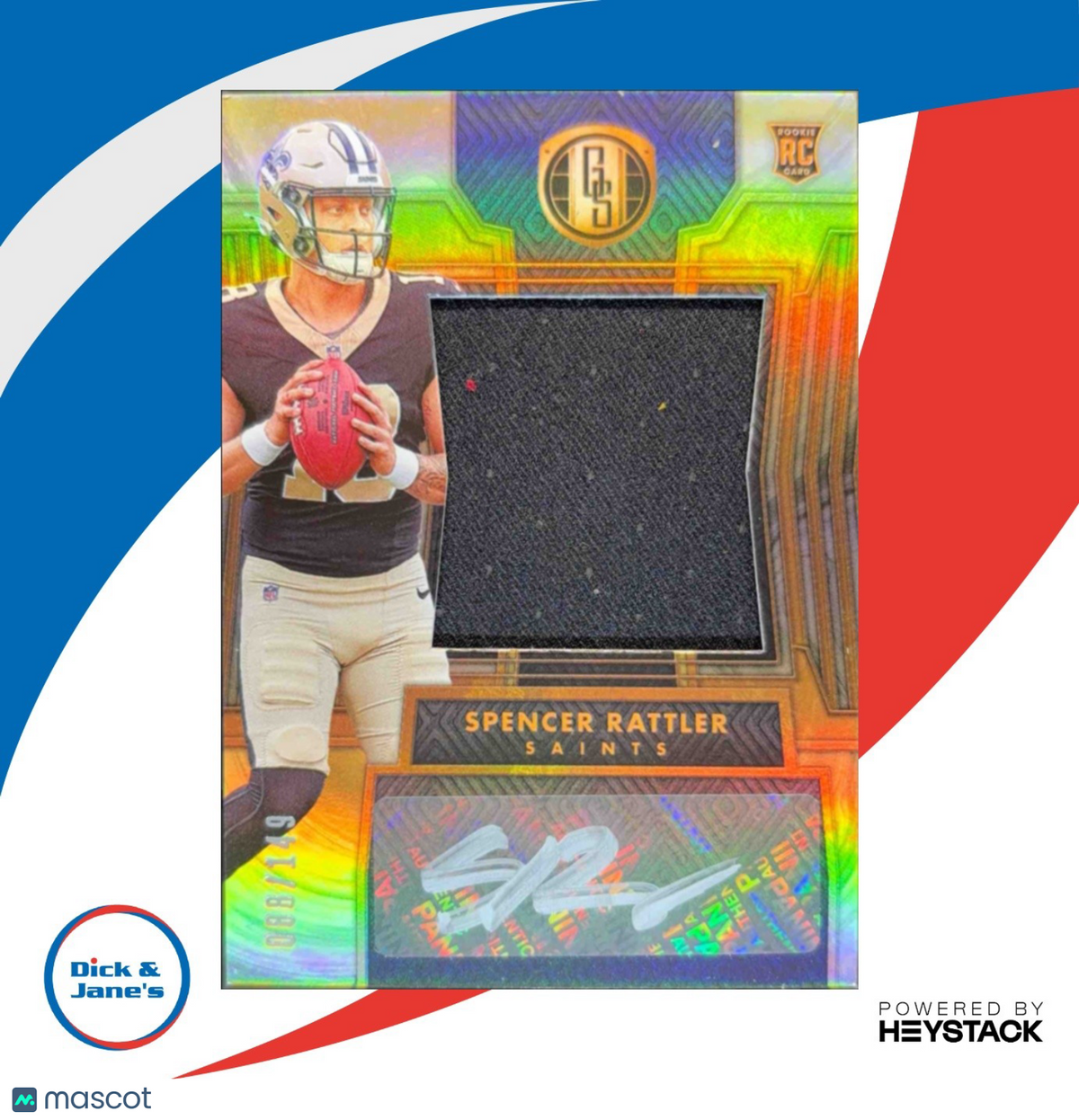 2024 Panini Gold Standard Spencer Rattler 88/149 #278 Memorabilia RC Auto Saints
