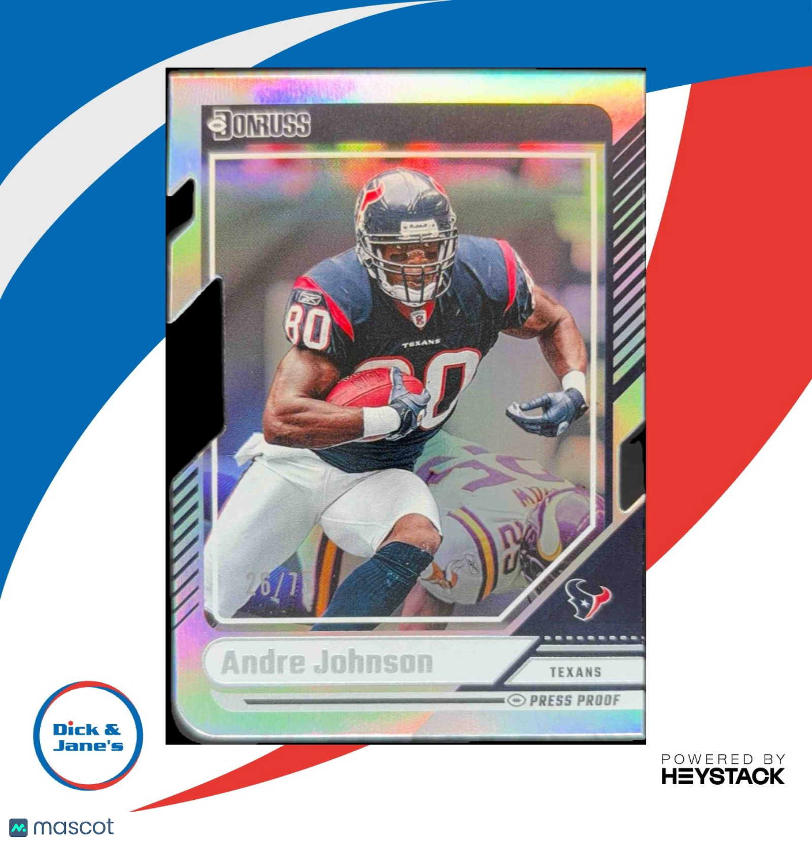 2024 Donruss Andre Johnson Press Proof Silver Die Cut 26/75 #202 Houston Texans