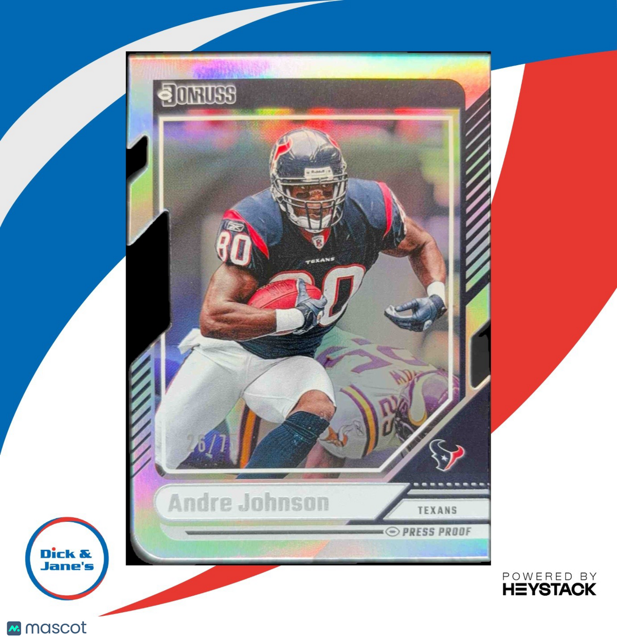 2024 Donruss Andre Johnson Press Proof Silver Die Cut 26/75 #202 Houston Texans