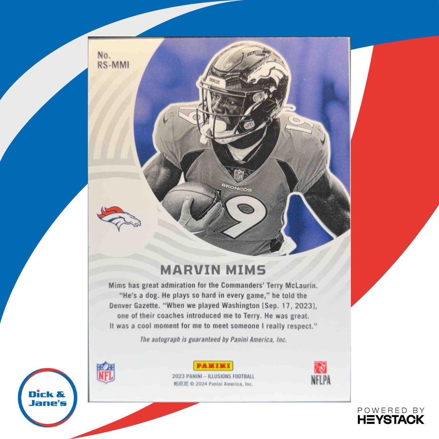 2023 Panini Illusions Marvin Mims Rookie SIgns 45/75 Auto RC Denver Broncos