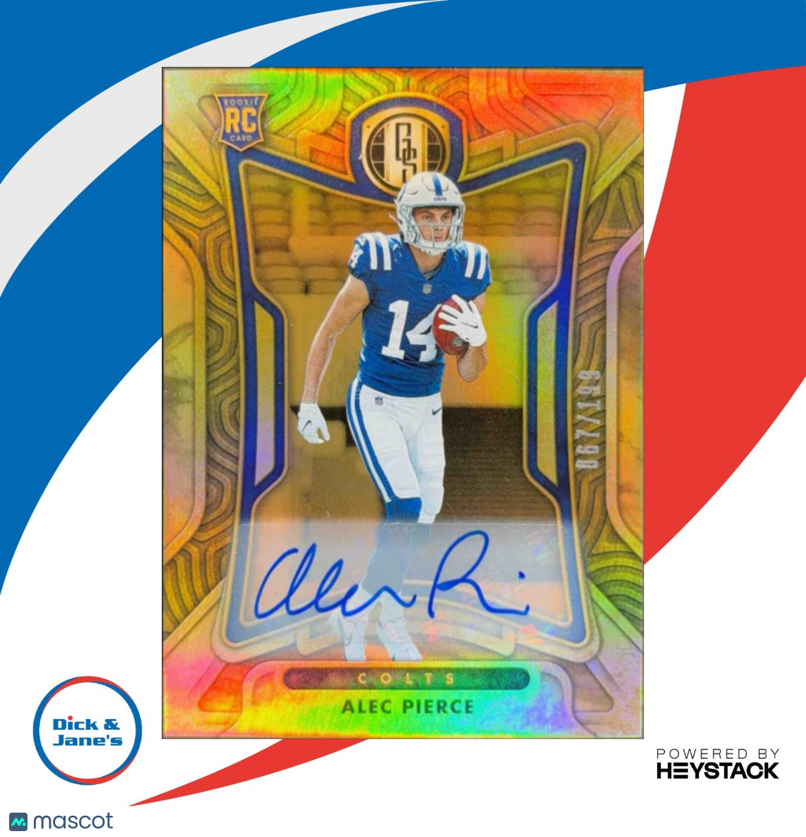 2022 Panini Gold Standard Alec Pierce Rookies Auto 67/199 #136 Auto RC Colts