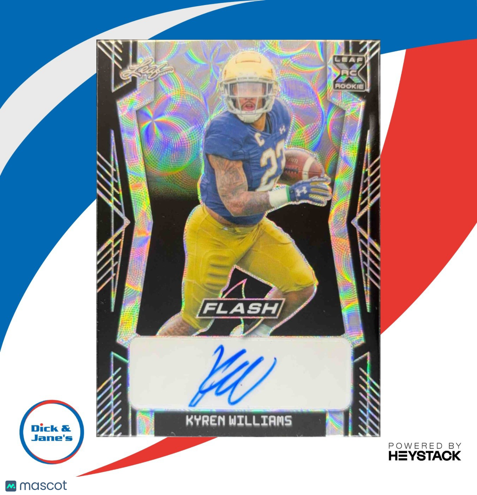 2022 Leaf Ultimate Draft Kyren Williams Flash Silver Spectrum /7 Auto Notre Dame