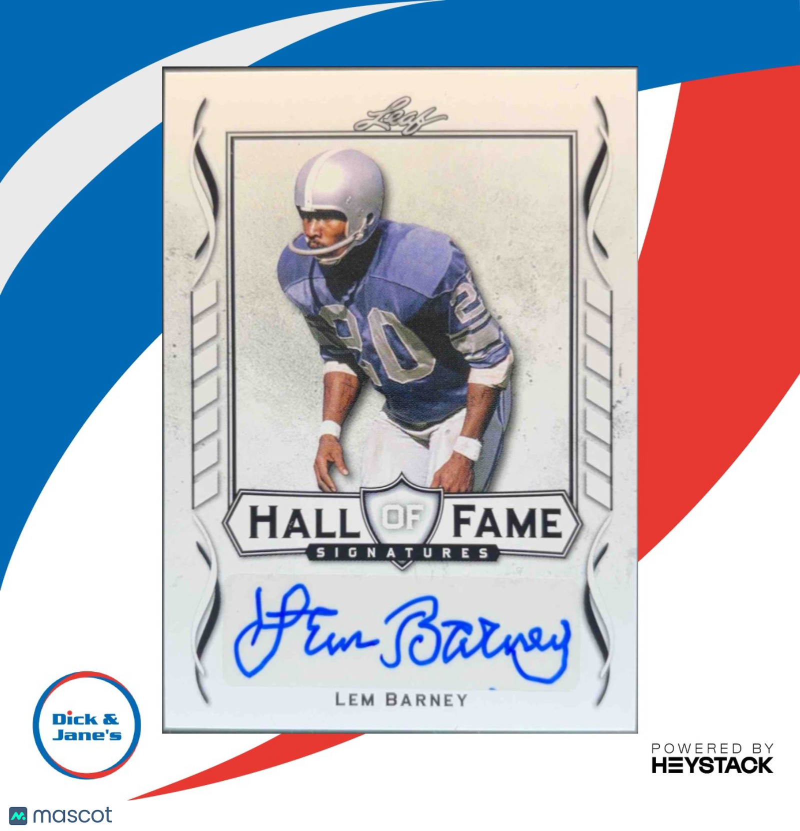 2021 Leaf Signature Hall of Fame Lem Barney #HOF-LB1 Auto Detroit Lions