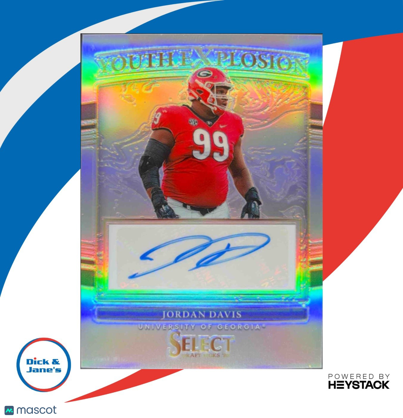 2022 Panini Select Draft Picks Jordan Davis Youth Explosion Signatures RC Auto