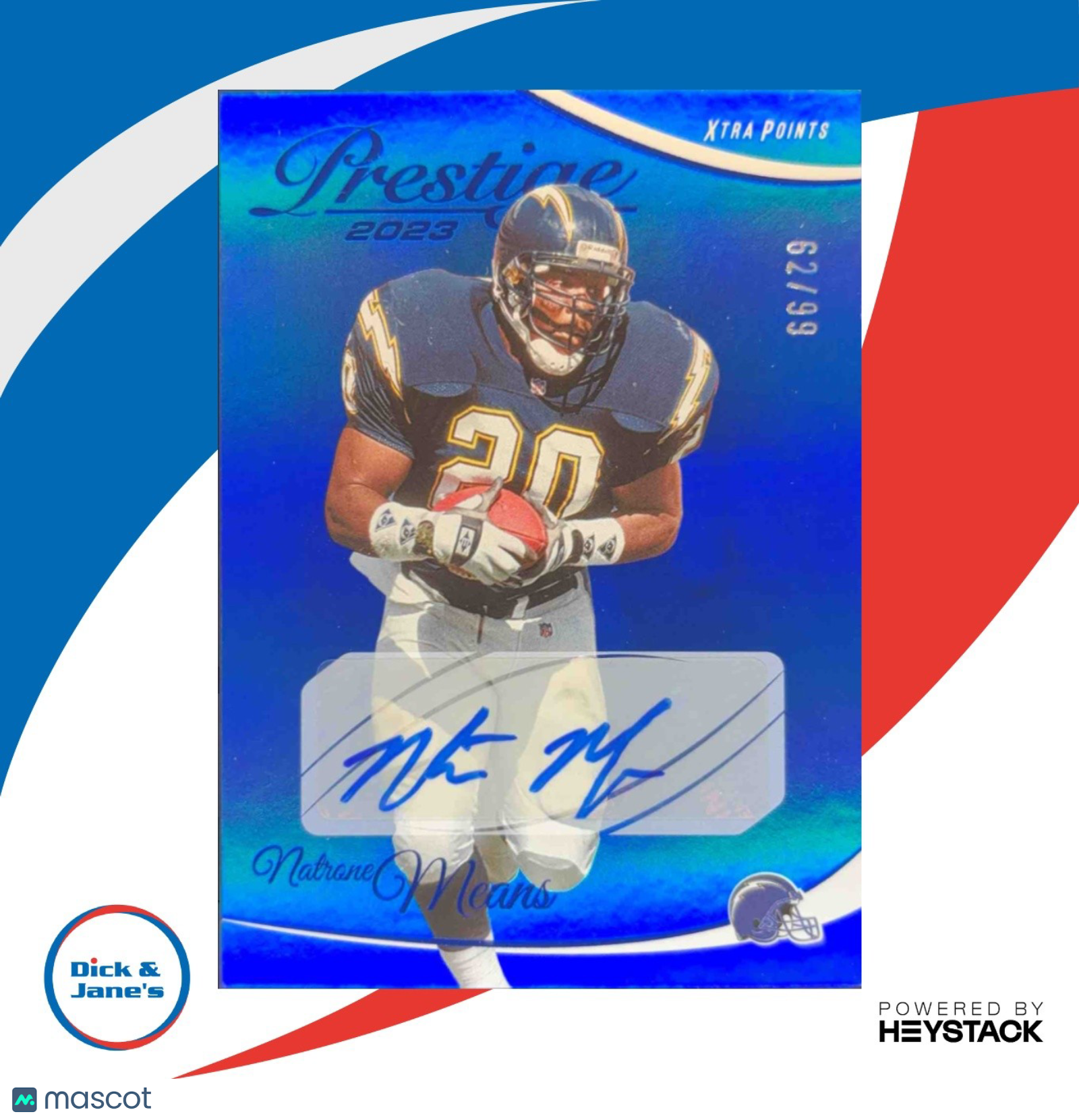 2023 Panini Prestige Natrone Means Xtra Points Signatures Premium Blue /99 Auto