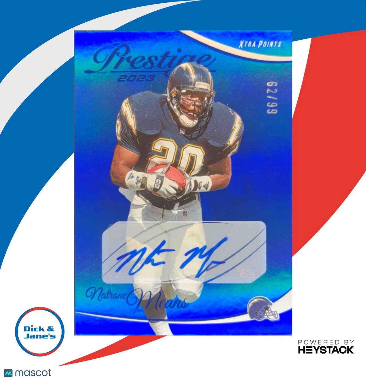 2023 Panini Prestige Natrone Means Xtra Points Signatures Premium Blue /99 Auto
