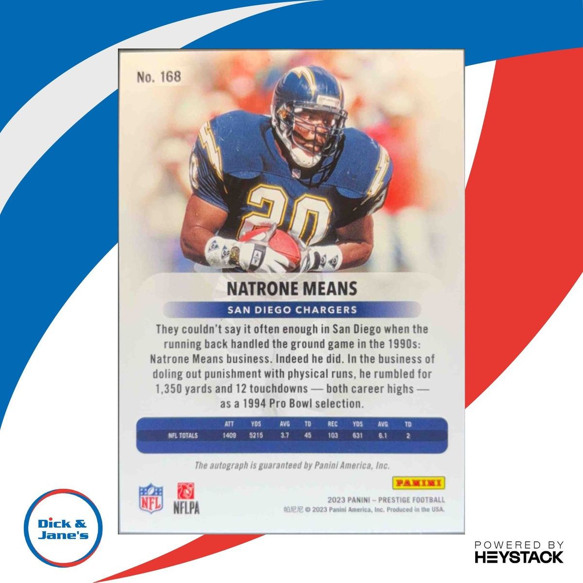 2023 Panini Prestige Natrone Means Xtra Points Signatures Premium Blue /99 Auto