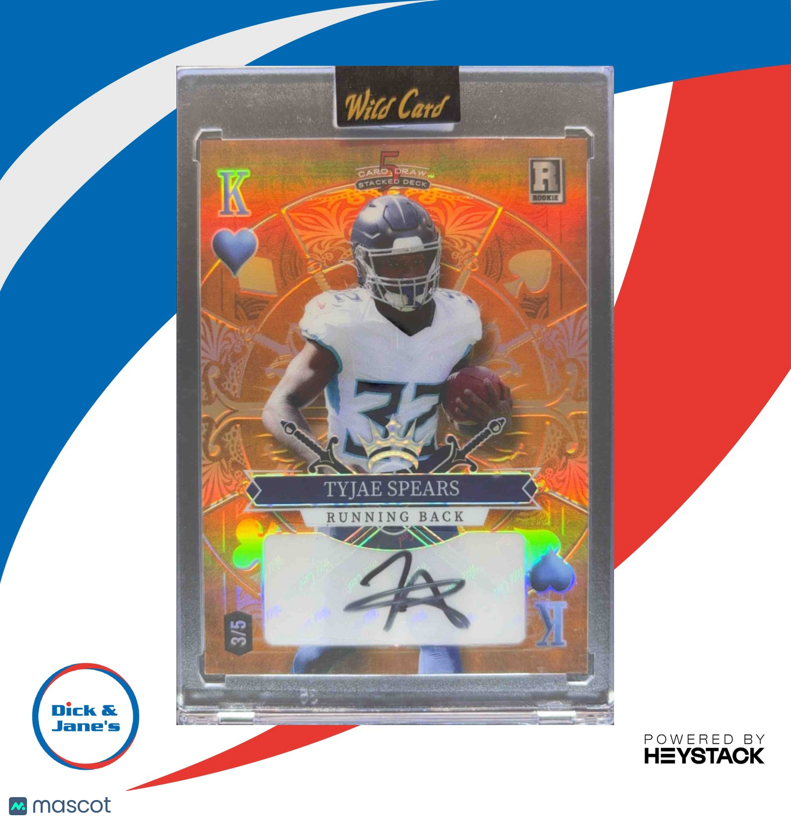 2023 Wild Card 5 Draw Stacked Deck Tyjae Spears King of Diamonds Black Orange /5