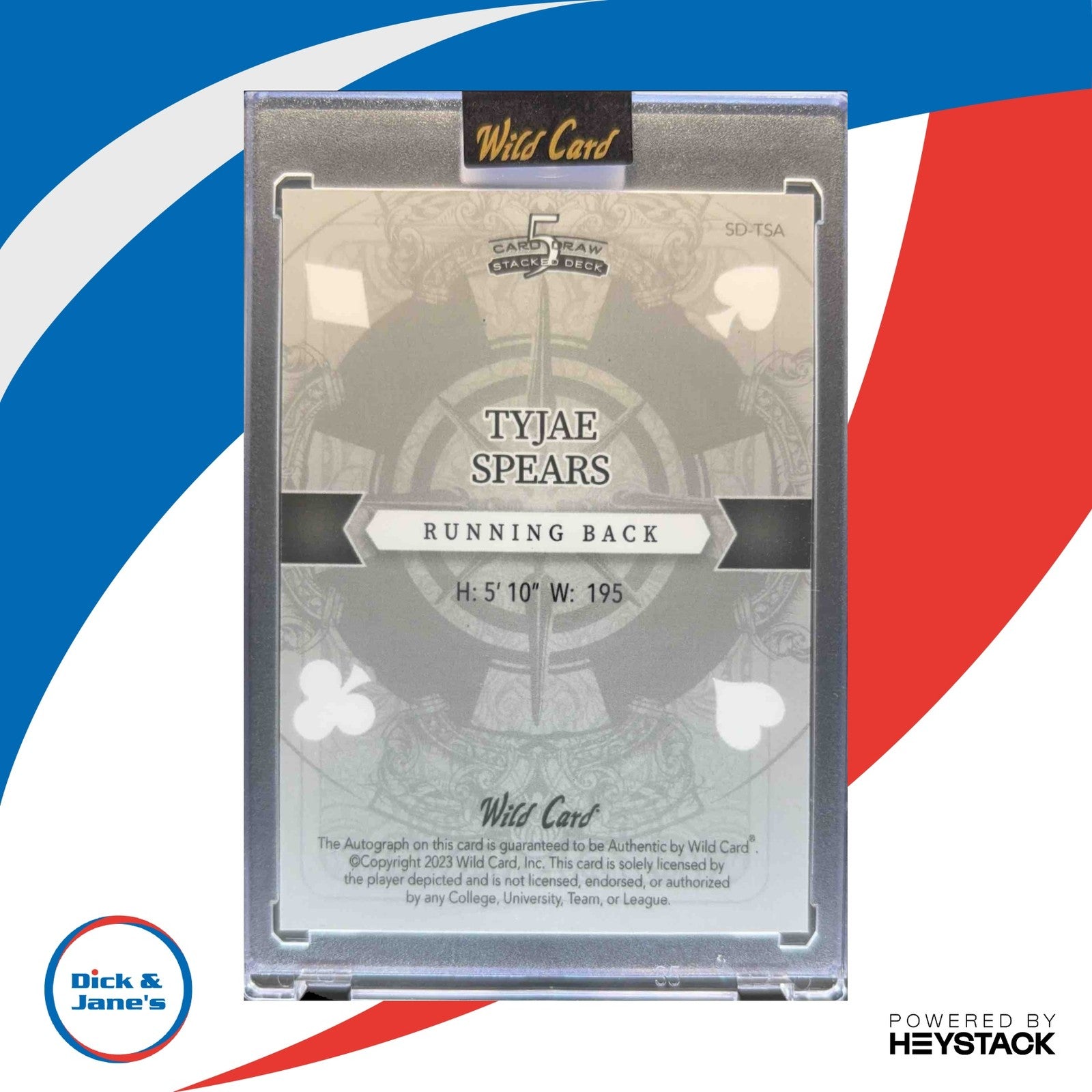 2023 Wild Card 5 Draw Stacked Deck Tyjae Spears King of Diamonds Black Orange /5