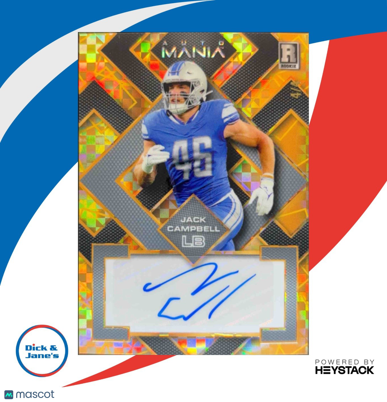 2023 Wild Card Automania Pro-Look Hobby Jack Campbell Square Mosaic Gold /4 RC