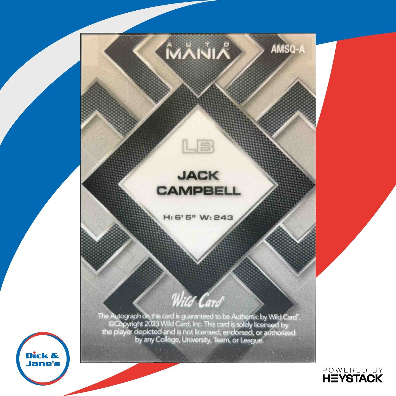 2023 Wild Card Automania Pro-Look Hobby Jack Campbell Square Mosaic Gold /4 RC