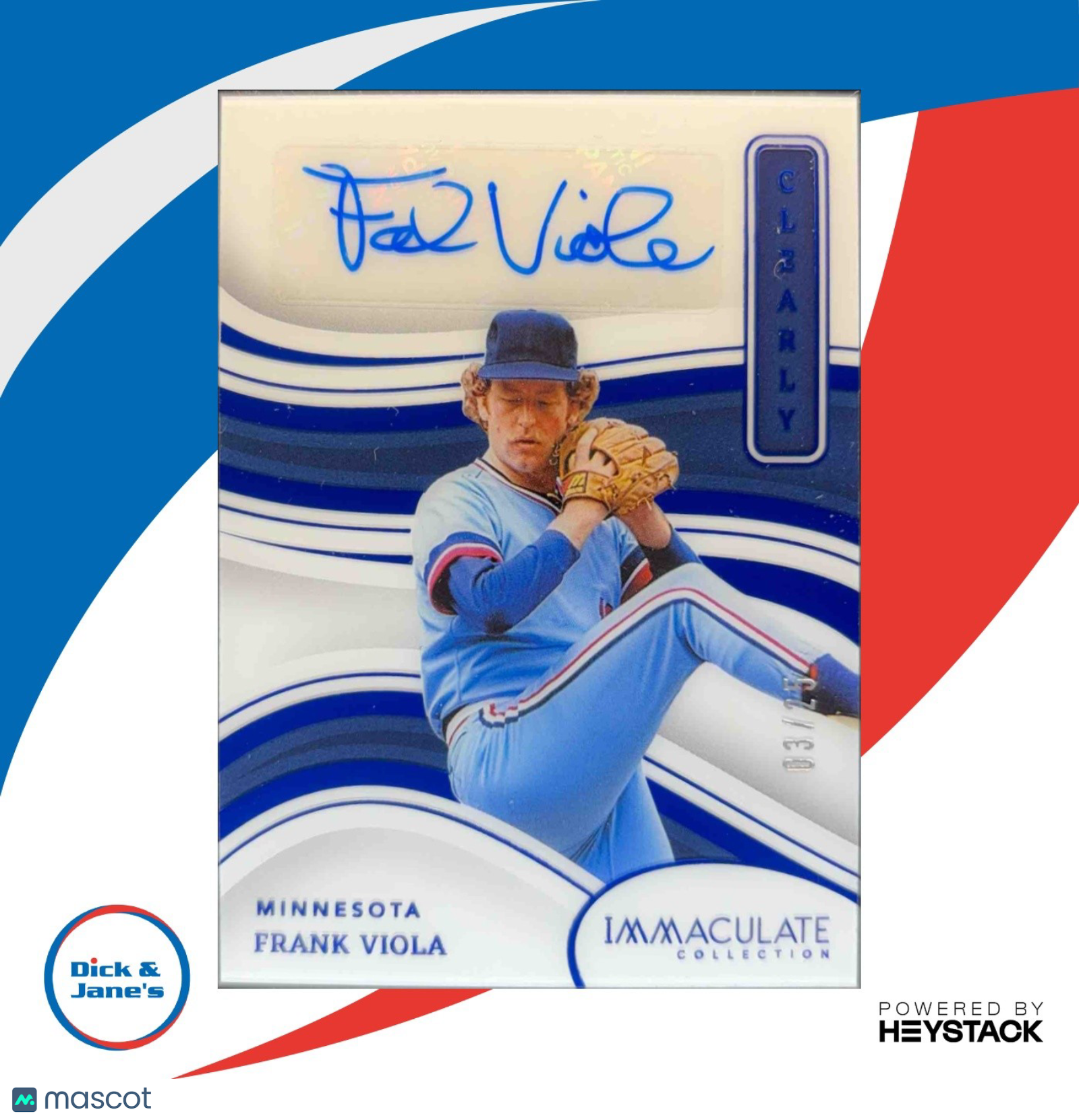 2023 Panini Immaculate Collection Frank Viola Clearly Signatures Blue /25 Auto