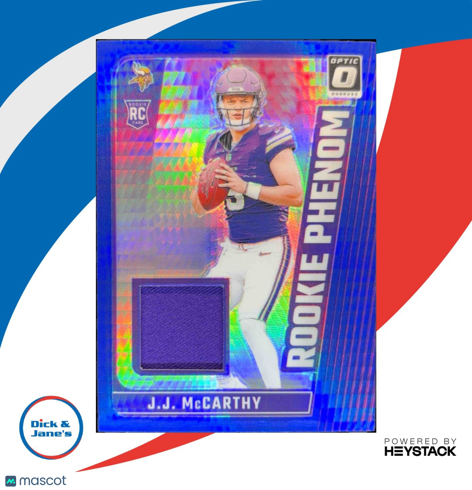 2024 Panini Donruss Optic J.J. McCarthy Rookie Phenoms Blue Hyper Memorabilia RC