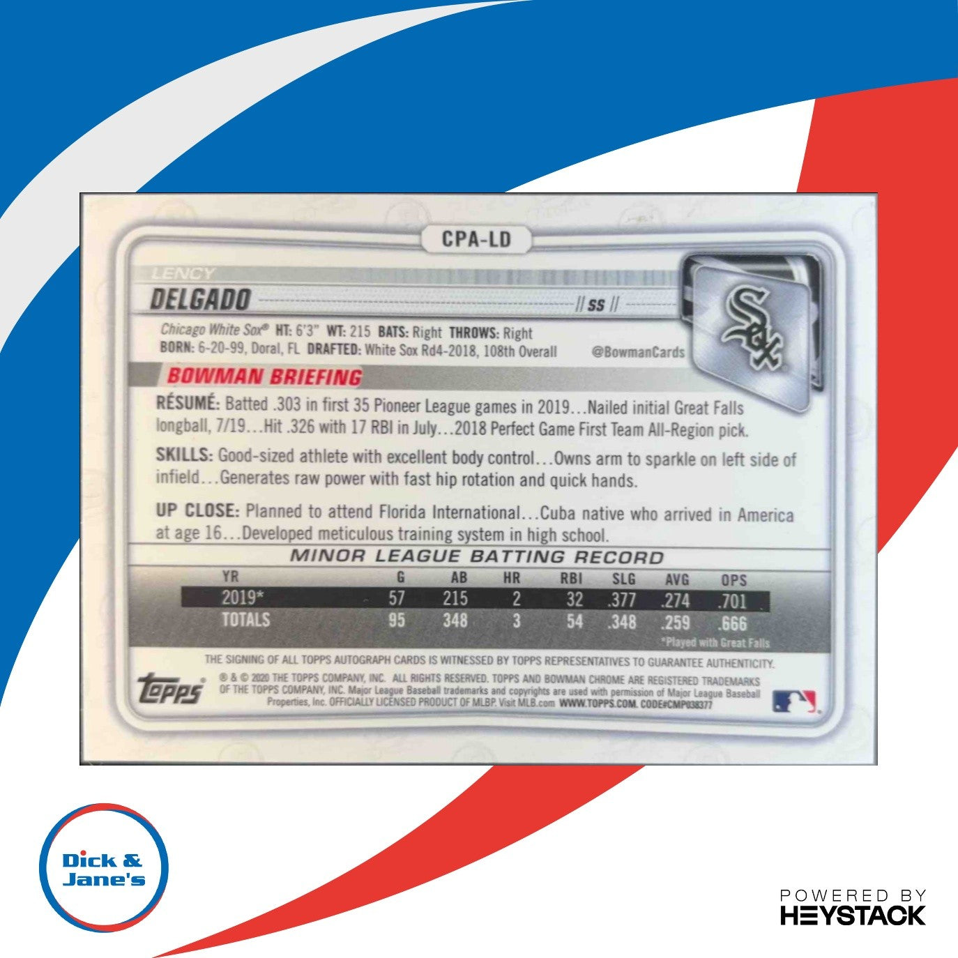 2020 Bowman Lency Delgado Chrome Prospect Auto Green Shimmer Refractor 9/99