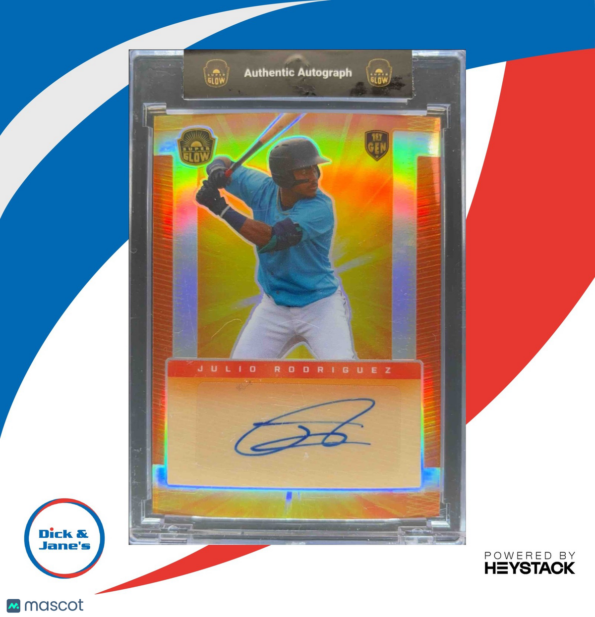 2021 Super Glow Sports Julio Rodriguez Auto Initials Orange 100/100 Seattle