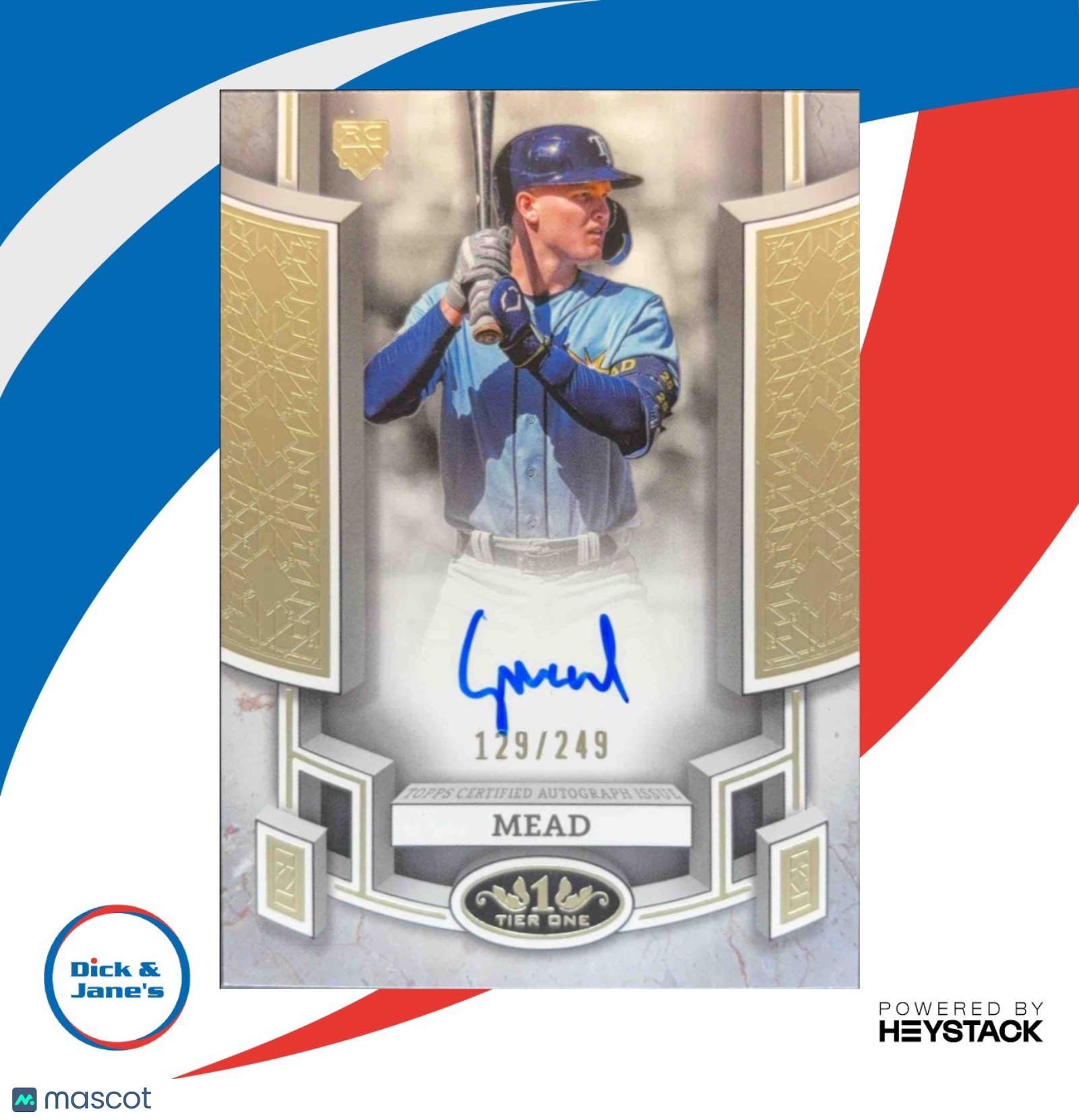 2024 Topps Tier One Curtis Mead Break Out Auto /249 #BOA-CME RC Tampa Bay Rays