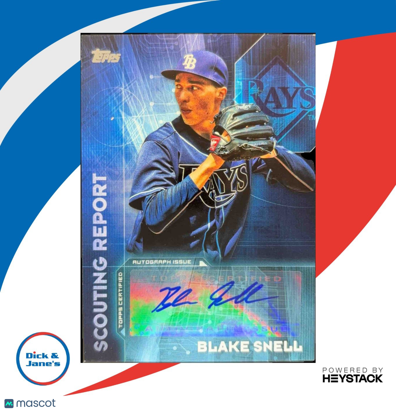 2016 Topps Update Blake Snell Scouting Report Auto #SRA-BS RC Tampa Bay Rays