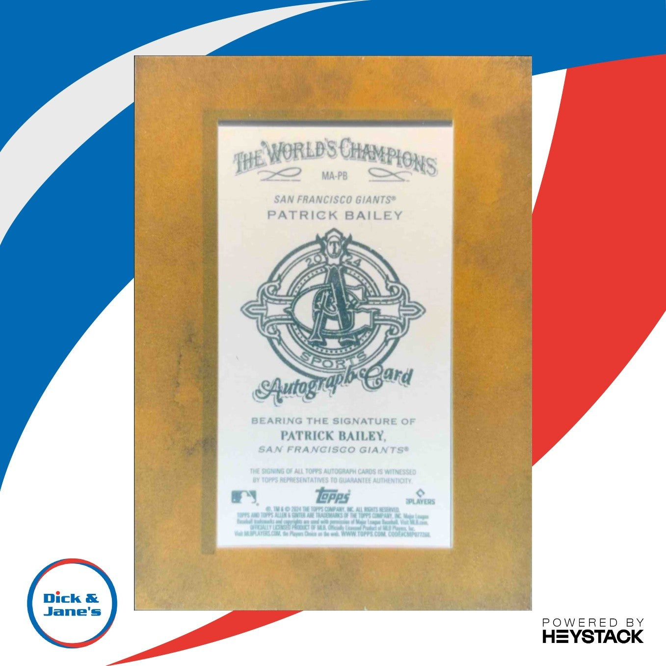 2024 Topps Allen & Ginter Patrick Bailey Mini Baseball Auto San Francisco Giants