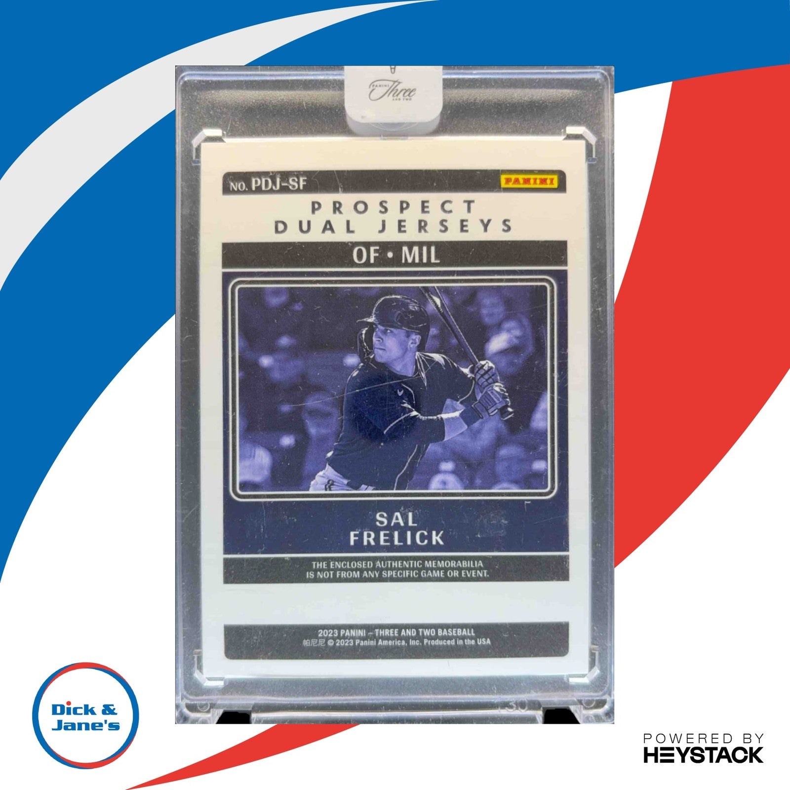 2023 Panini Three and Two Sal Frelick Prospect Dual Jerseys 48/49 MEM Brewers