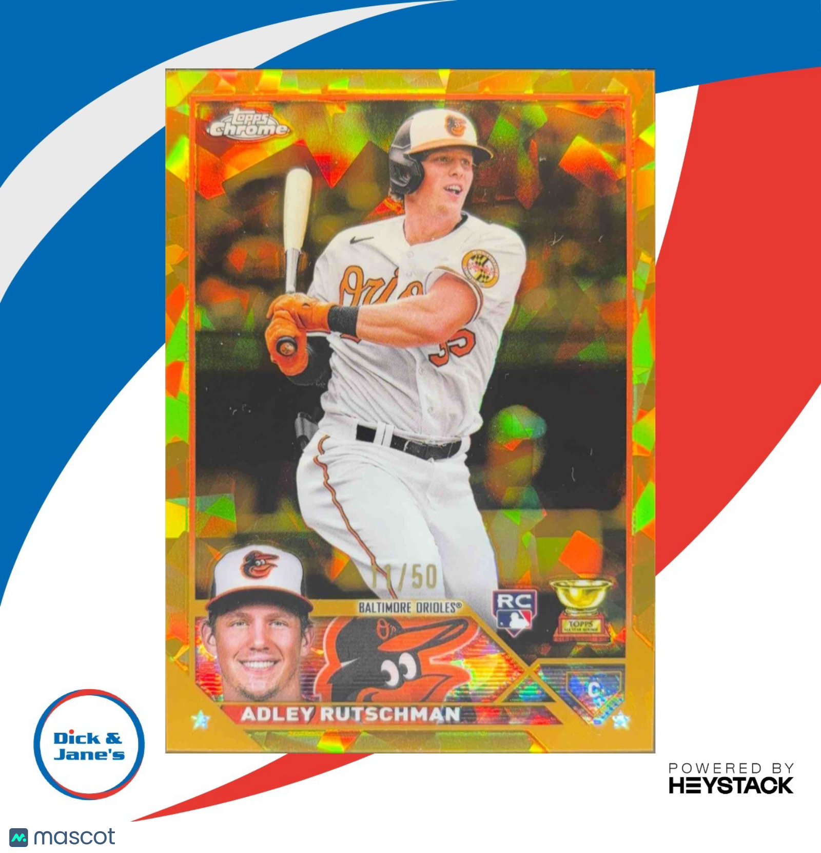 2023 Topps Chrome Sapphire Adley Rutschman Gold 11/50 #250 Super Rookie All-Star