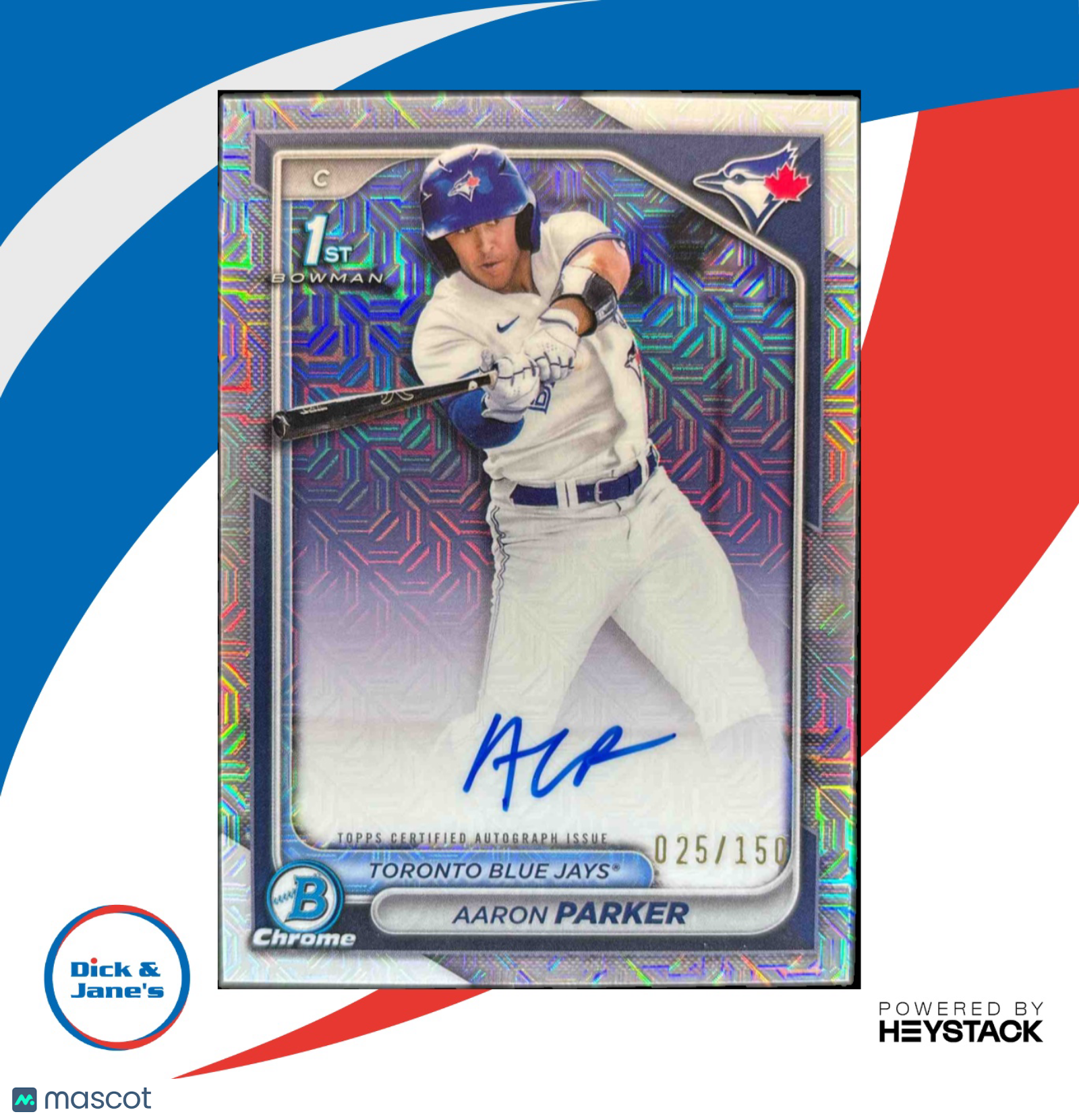 2024 Bowman Draft Aaron Parker Chrome Auto HTA Choice Refractor/150 1st Prospect