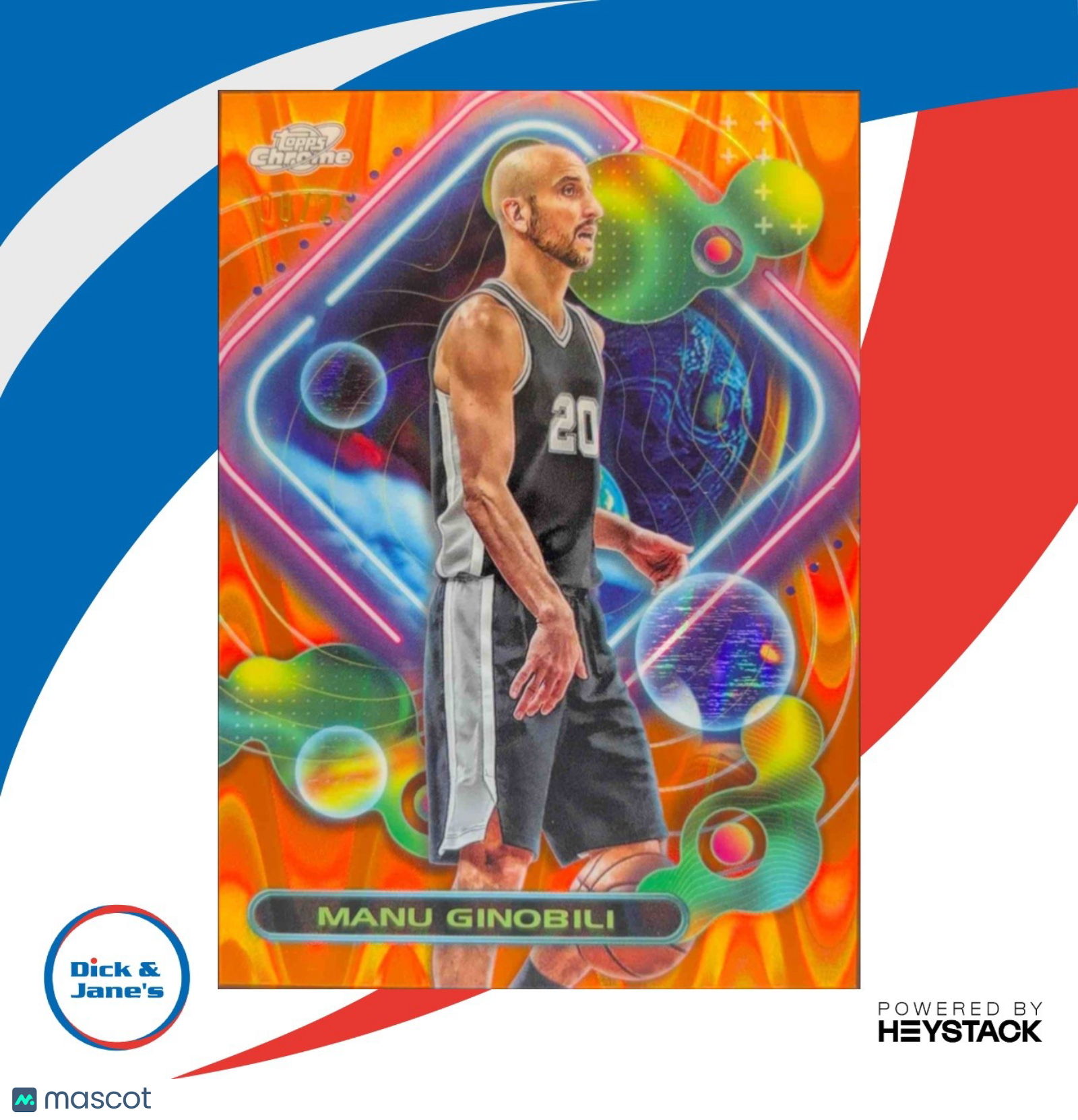 2023-24 Topps Cosmic Chrome Manu Ginobili Orange Galactic Refractor 8/25 #113