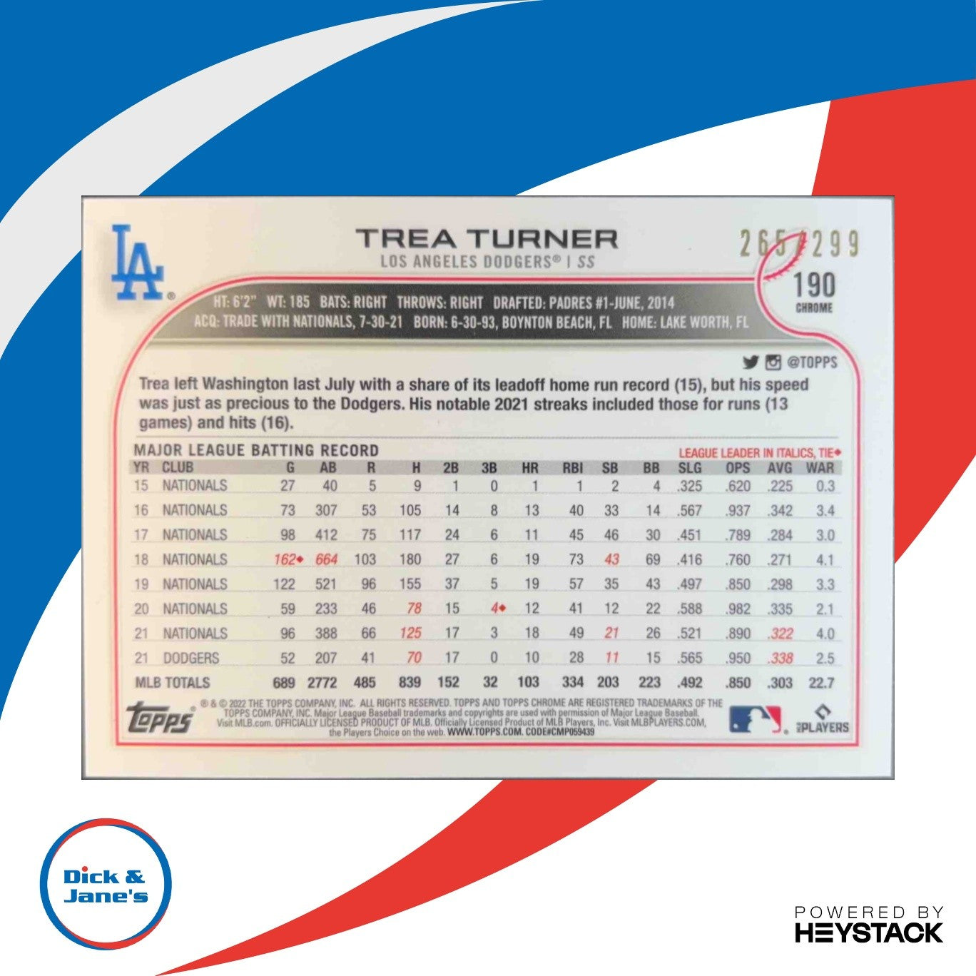 2022 Topps Chrome Sonic Trea Turner Purple/Yellow Pulse Refractor /299 Dodgers