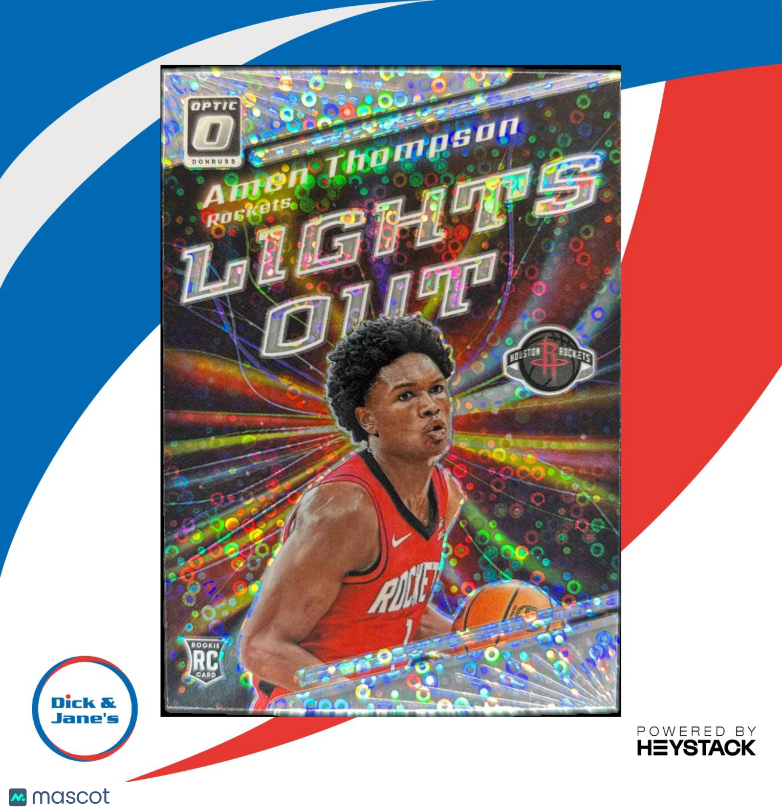 2023-24 Panini Donruss Optic Amen Thompson Lights Out Holo Prizm Rookie Rockets