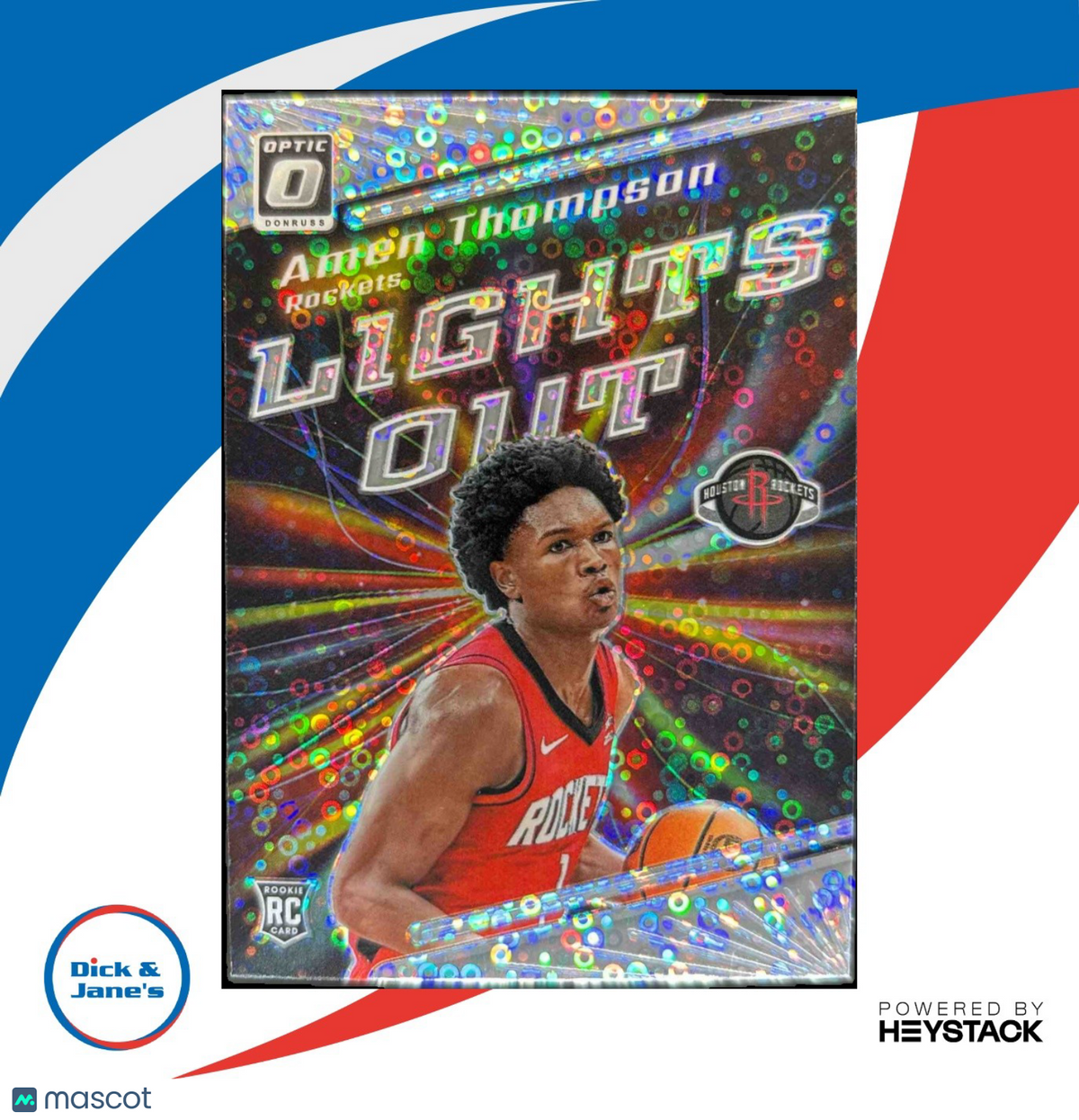 2023-24 Panini Donruss Optic Amen Thompson Lights Out Holo Prizm Rookie Rockets