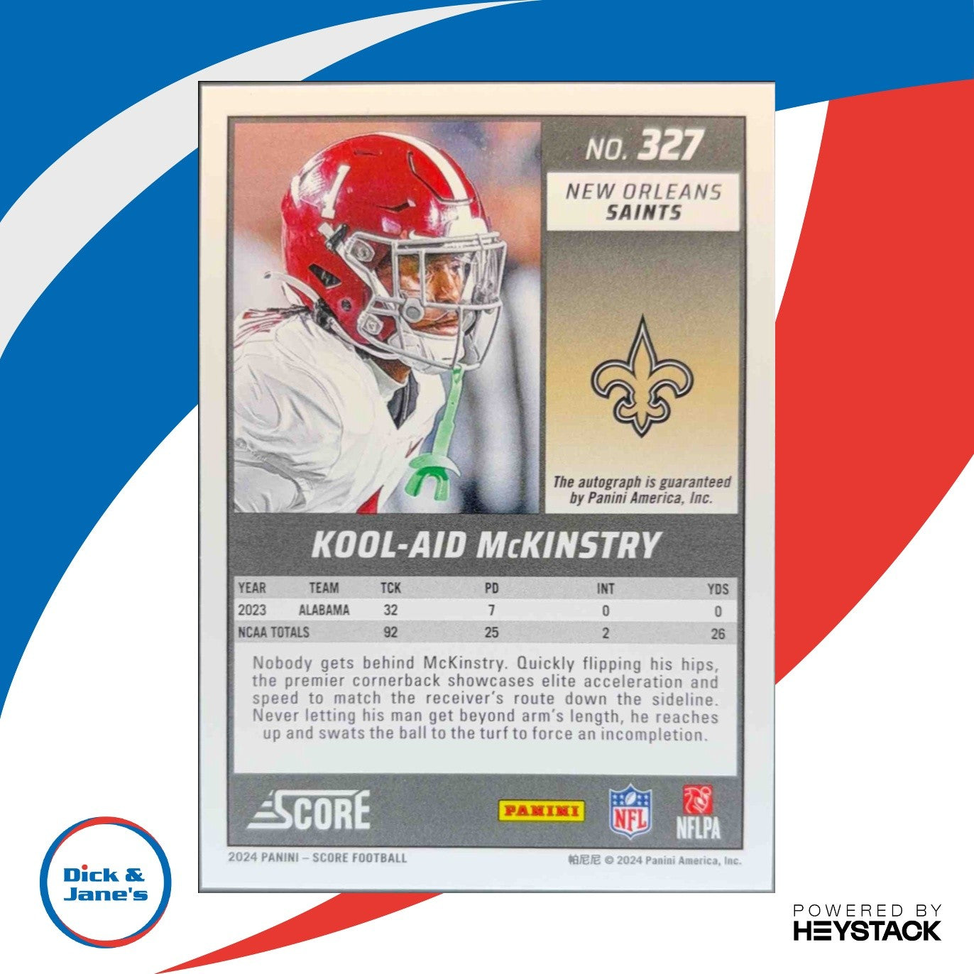 2024 Panini Score Kool-Aid McKinstry Signatures #327 Auto RC New Orleans Saints