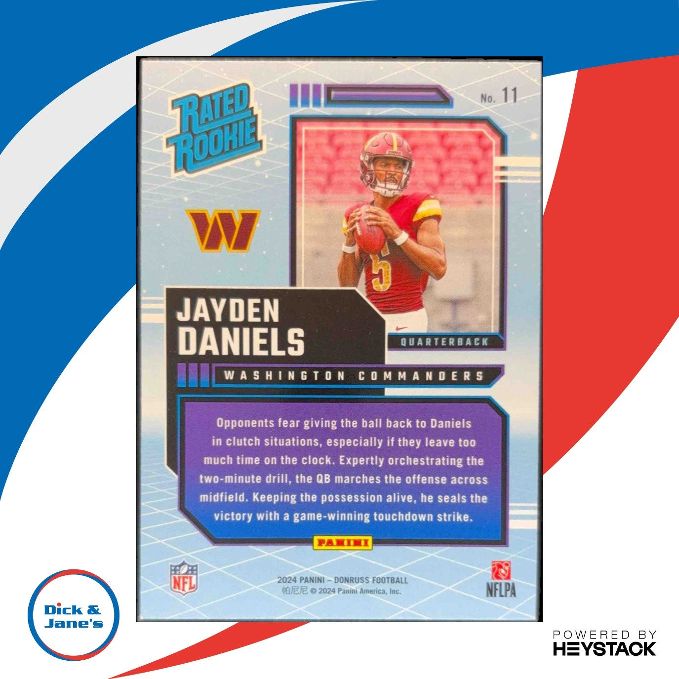 2024 Panini Donruss Jayden Daniels Retro Rated Rookie #11 Washington Commanders