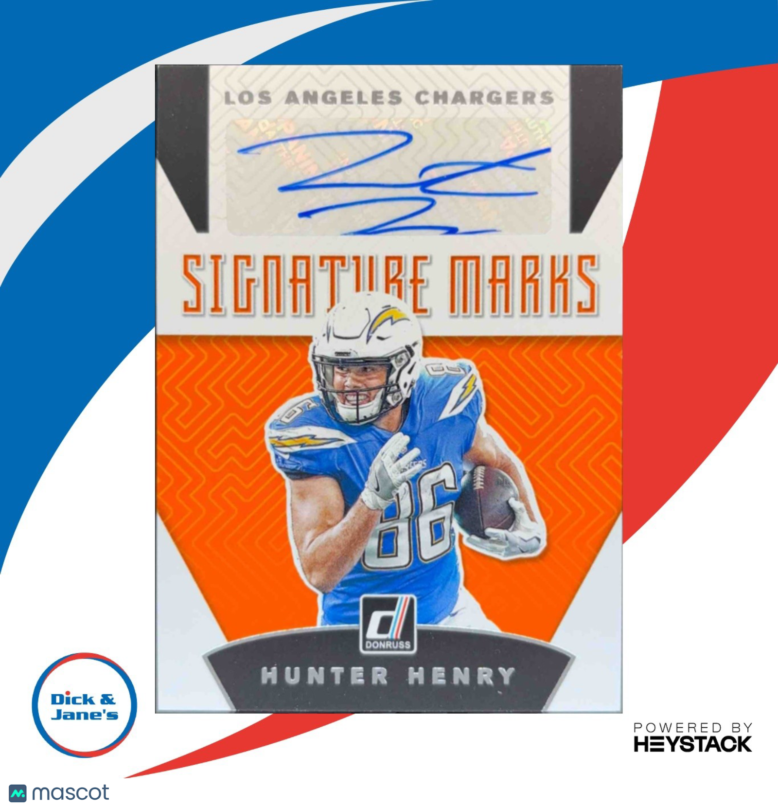 2019 Panini Donruss Hunter Henry Signature Marks SM-27 Auto Los Angeles Chargers