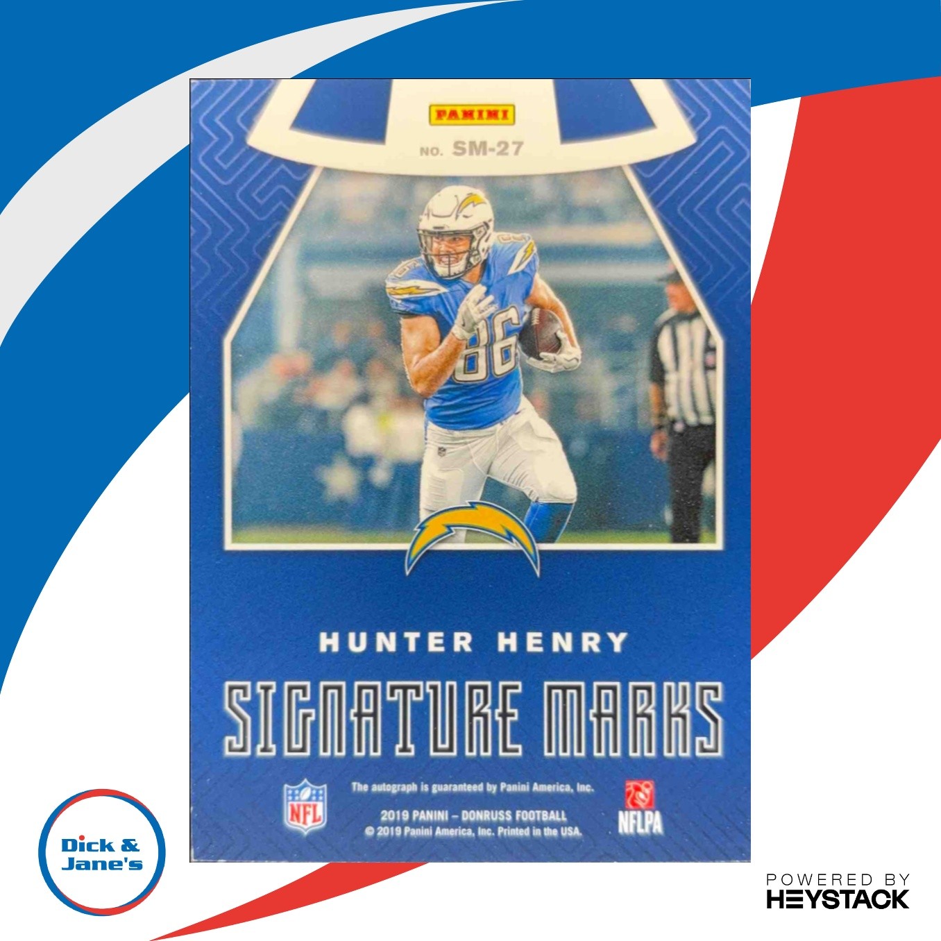 2019 Panini Donruss Hunter Henry Signature Marks SM-27 Auto Los Angeles Chargers
