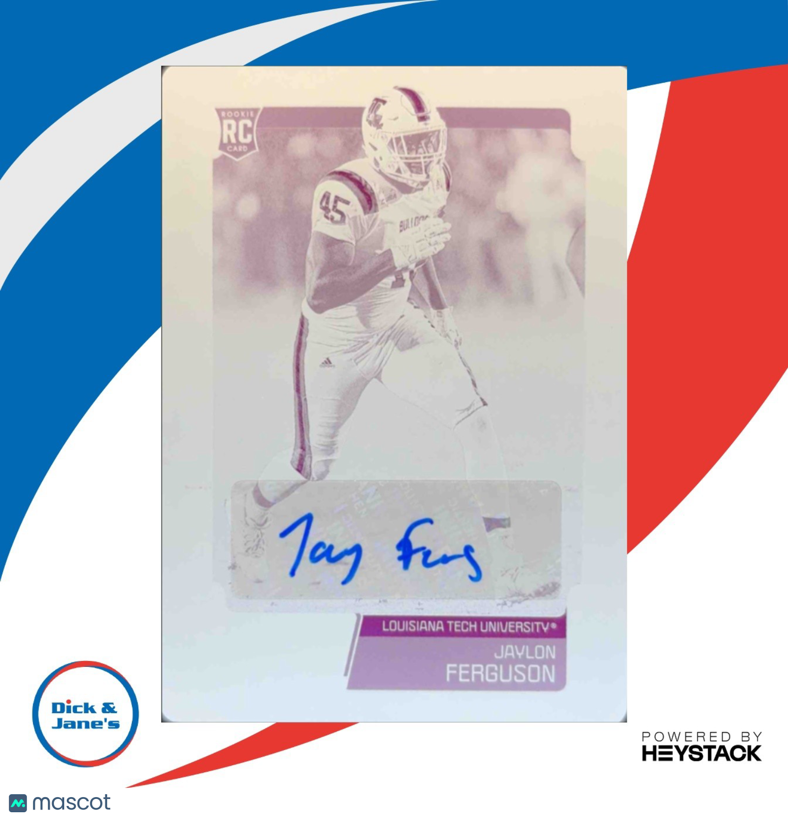 2019 Score Jaylon Ferguson Rookies Signatures Printing Plate Black 1/1 Auto