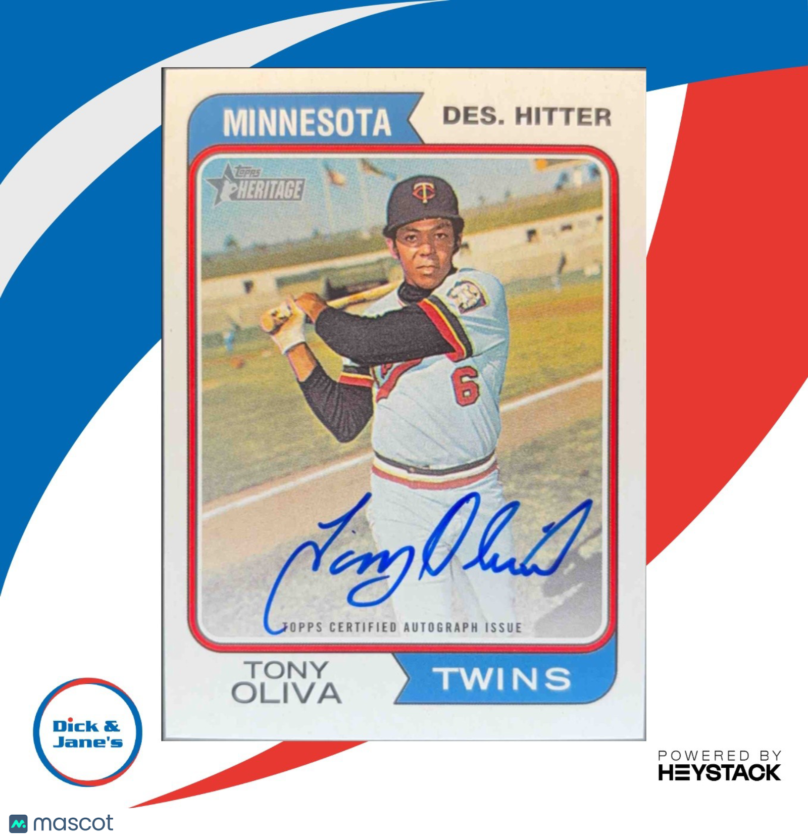 2023 Topps Heritage Tony Oliva Real One Auto #74RO-TO Auto Minnesota Twins