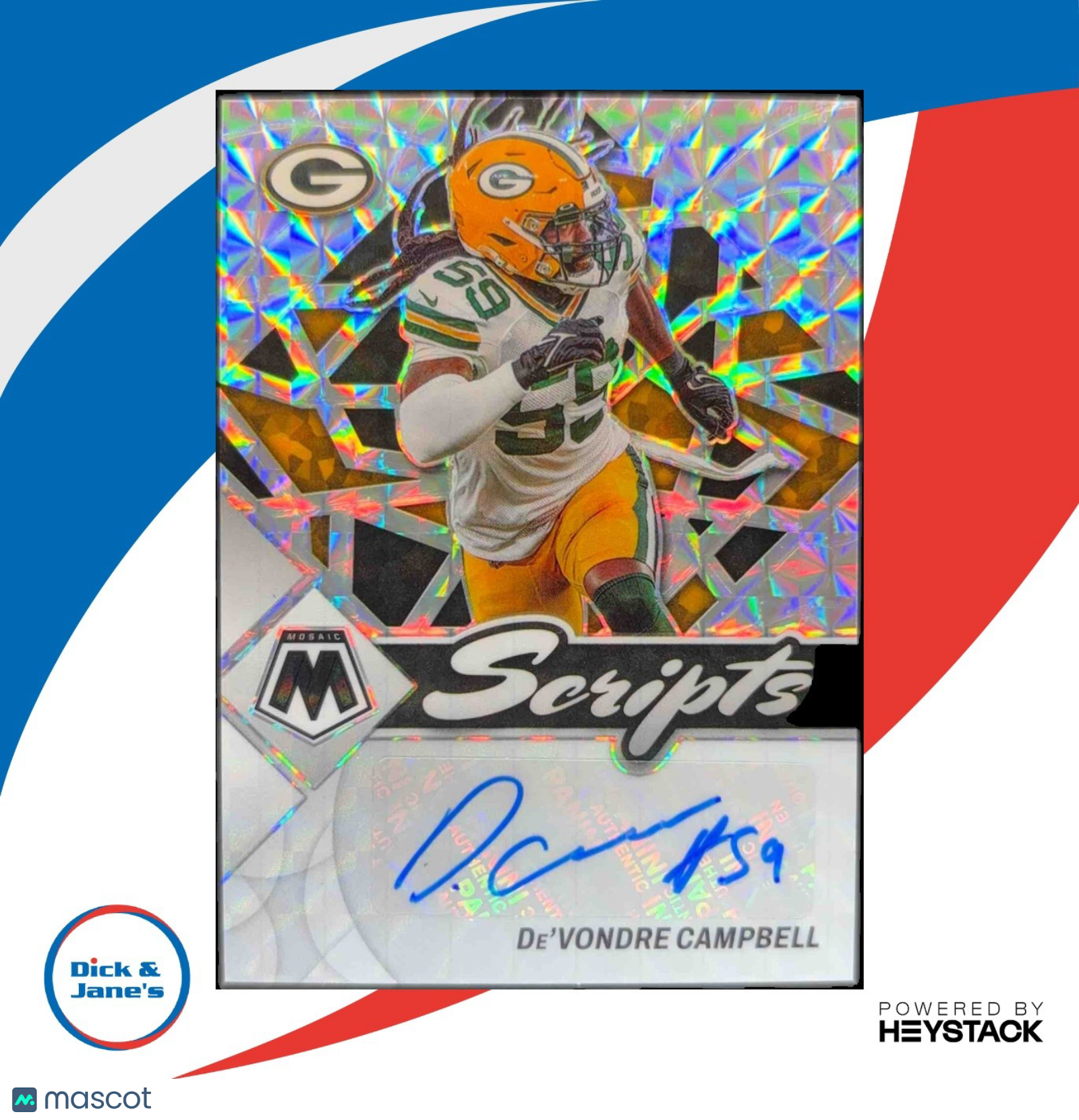 2022 Panini Mosaic De'Vondre Campbell Scripts #S-DC Auto Green Bay Packers