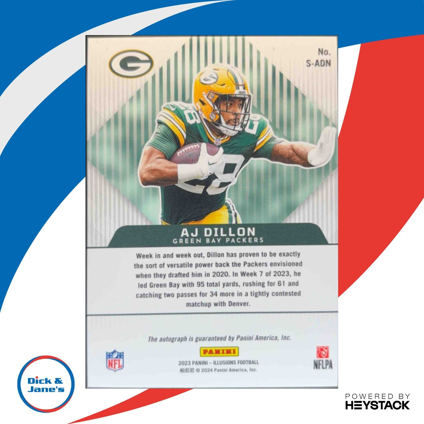2023 Panini Illusions AJ Dillon Superlatives 157/199 Auto Green Bay Packers