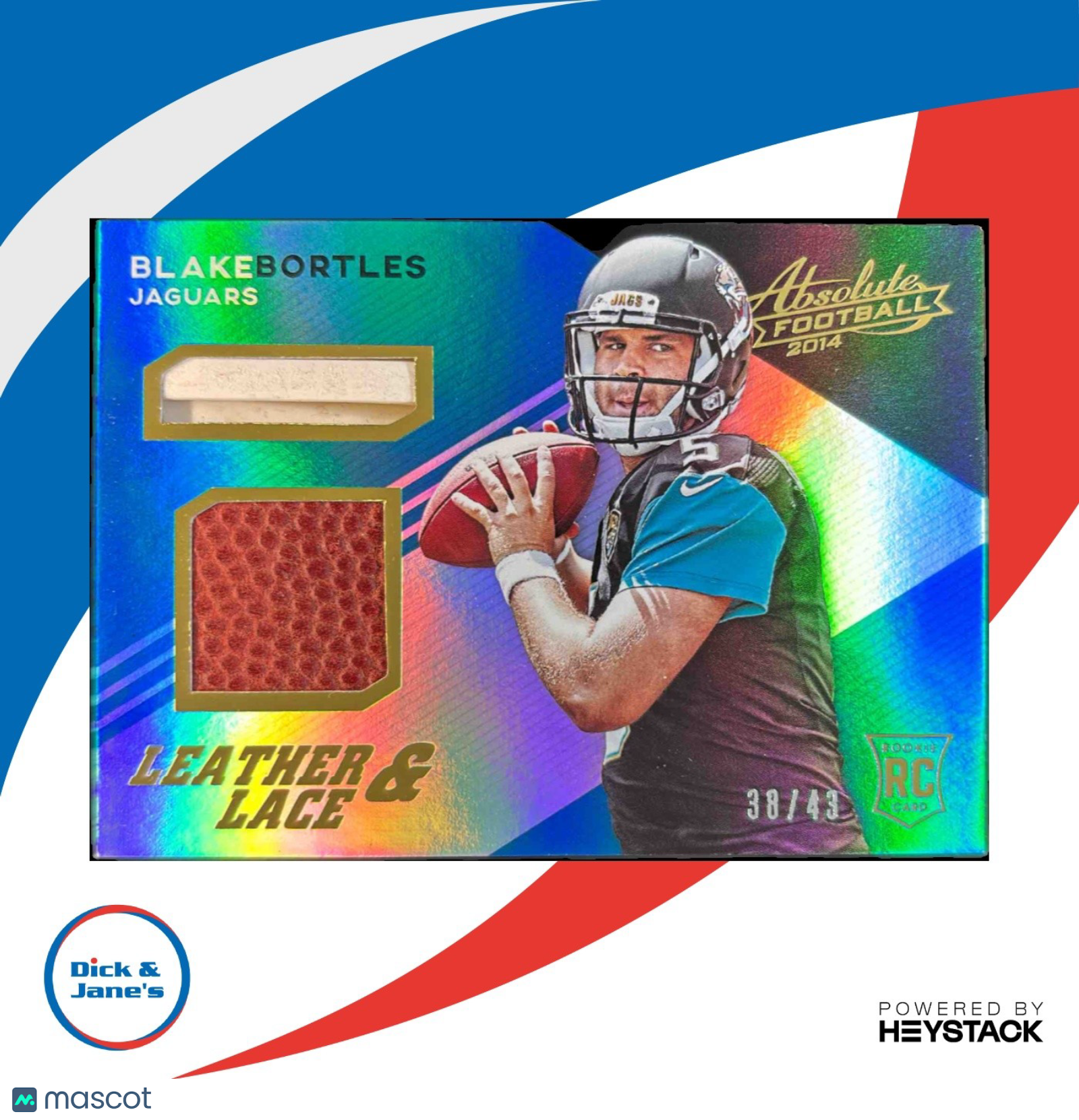 2014 Panini Absolute Blake Bortles Leather Laces Football 38/43 Jaguars Rookie