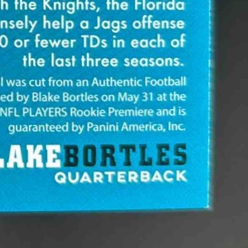 2014 Panini Absolute Blake Bortles Leather Laces Football 38/43 Jaguars Rookie