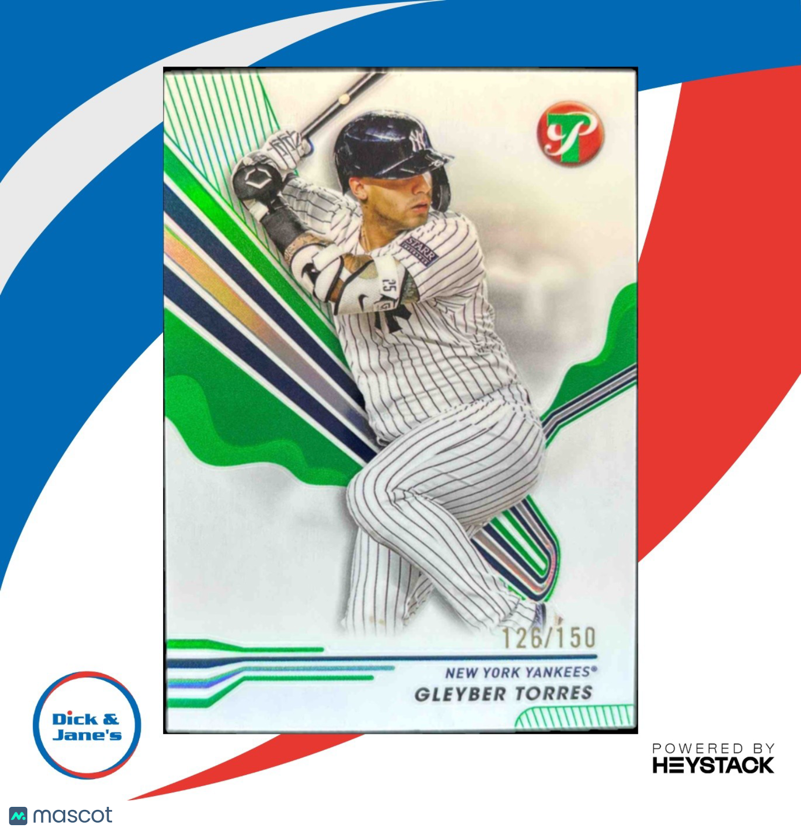 2024 Topps Pristine Gleyber Torres Green Refractor 126/150 #154 New York Yankees
