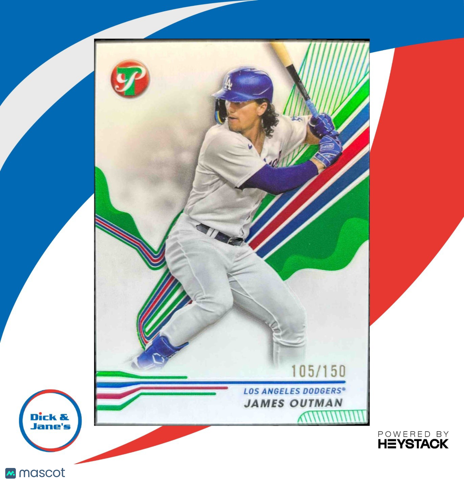 2024 Topps Pristine James Outman Green Refractor 105/150 Los Angeles Dodgers