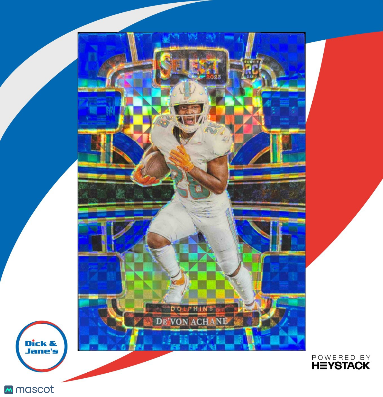 2023 Panini Select De'Von Achane Blue Prizms 126/199 #63 RC Miami Dolphins