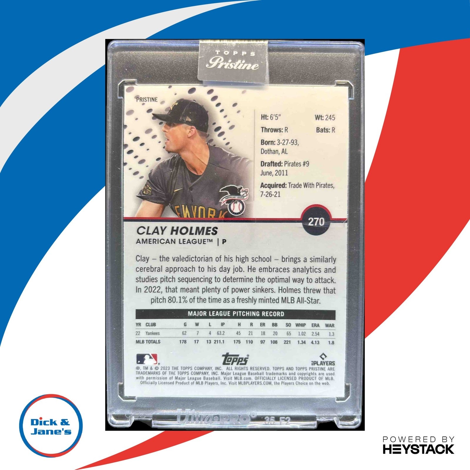 2023 Topps Pristine Clay Holmes Refractor #270 New York Yankees