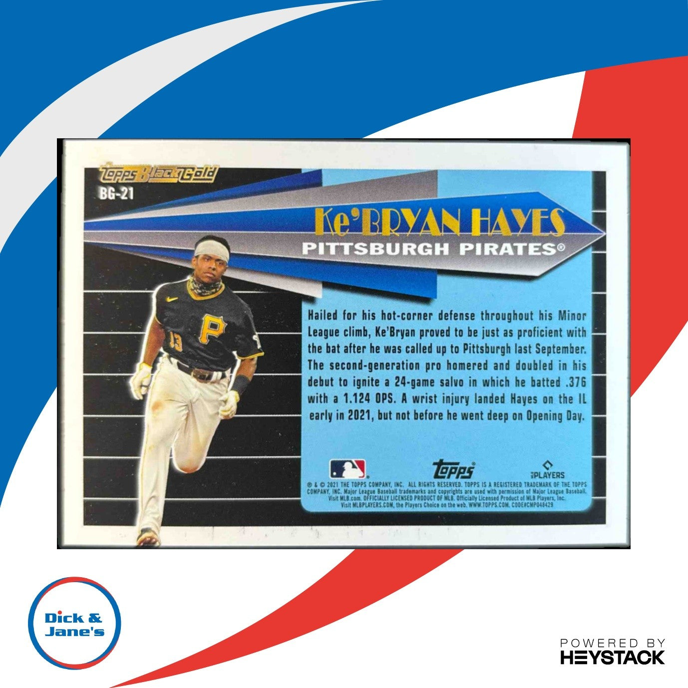 2021 Topps Update Ke Bryan Hayes Black Gold #BG-21 RC Pittsburgh Pirates