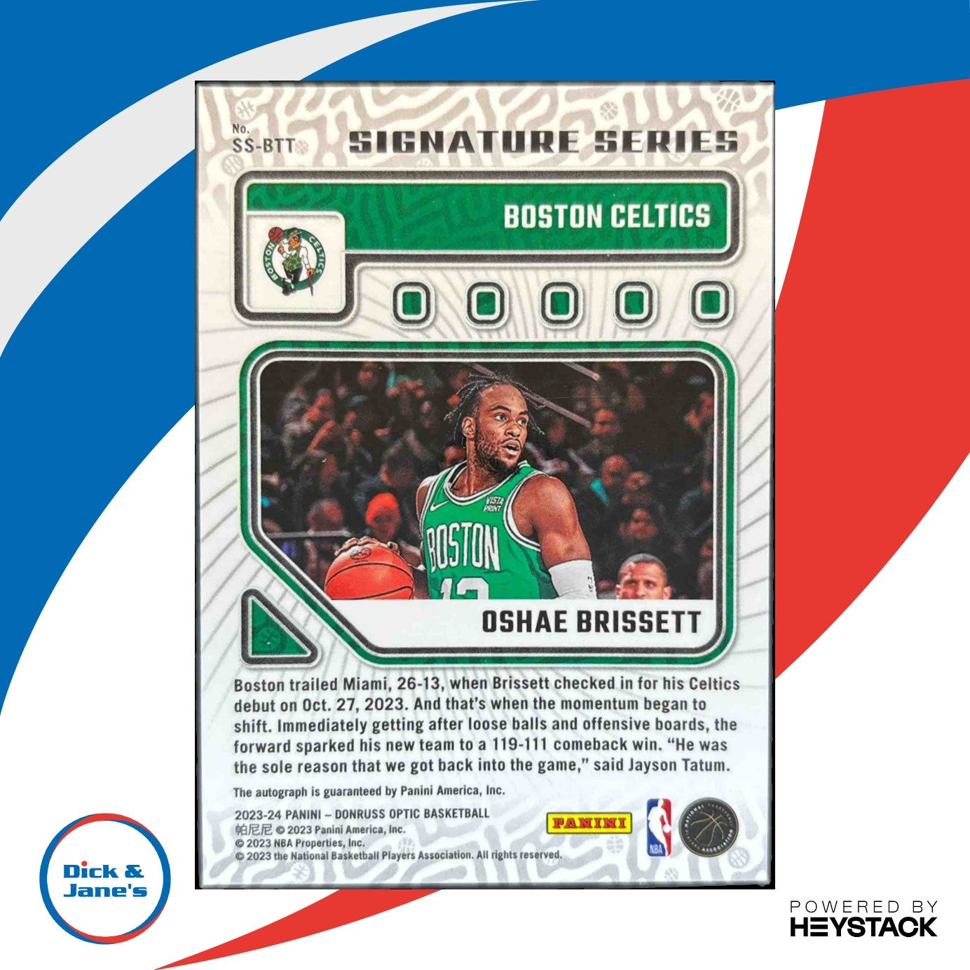 2023-24 Panini Donruss Optic Oshae Brissett Signature Series Auto Boston Celtics