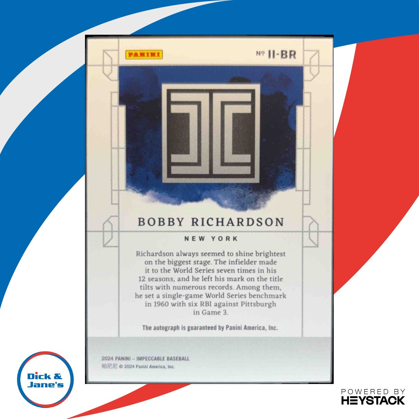 2024 Panini Impeccable Bobby Richardson Illustrious Ink 46/49 Auto Yankees